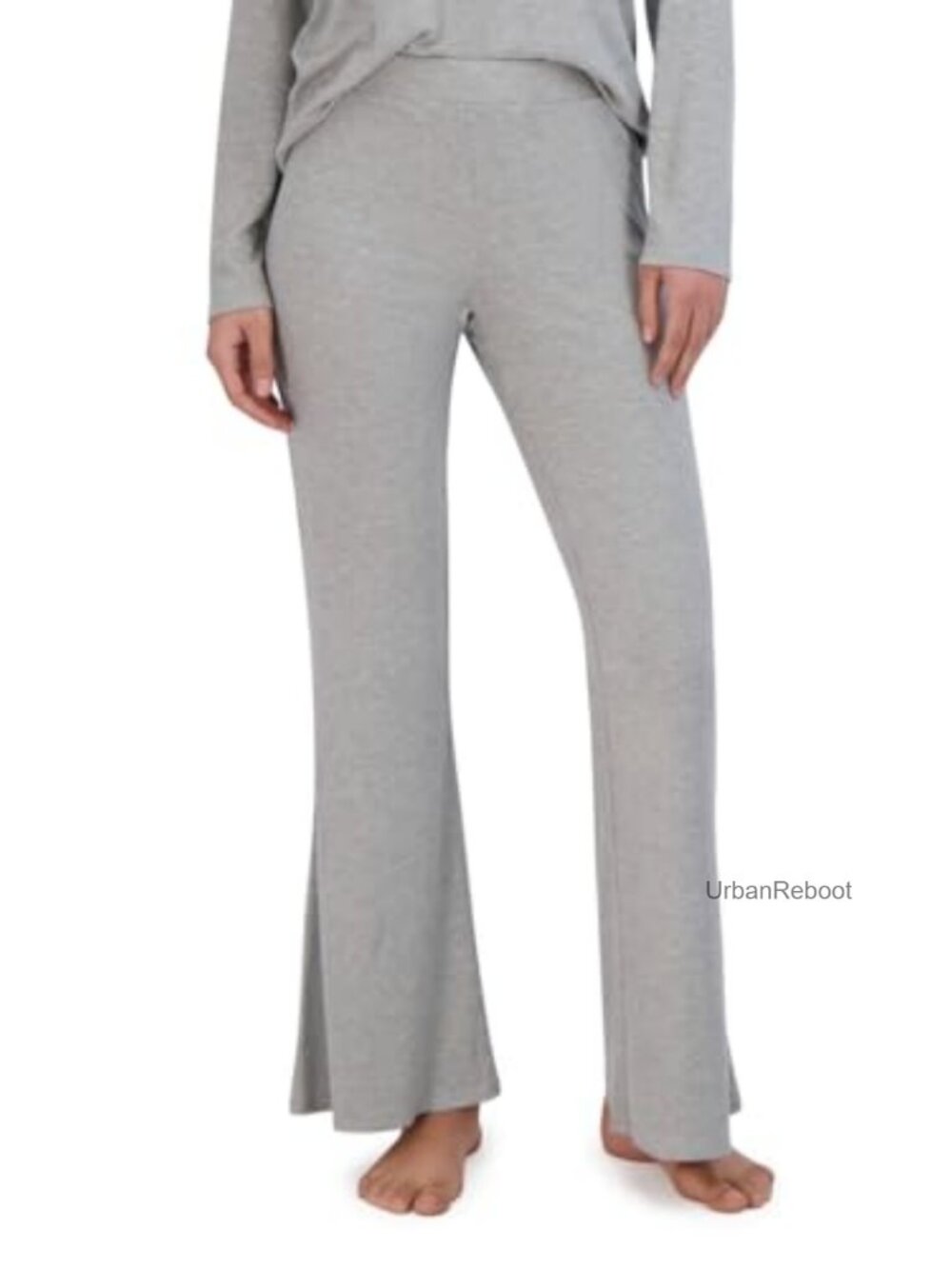 Ribbed Flare-Leg Sleep Pants with Elastic Waistband